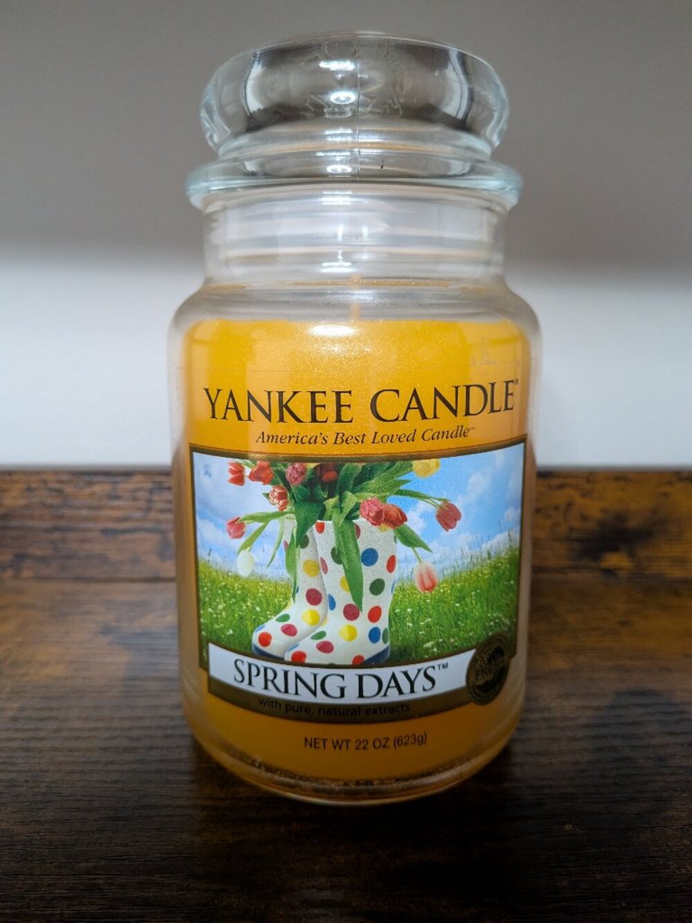 yankee candle spring days new large 22oz jar rain boots white label